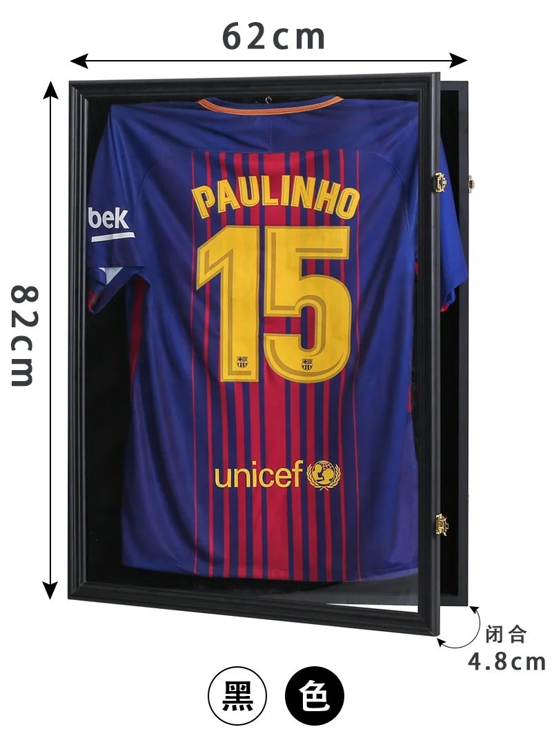 Custom wood black wall mounted Lockable 98% UV protection acrylic Basketball Hockey  jersey shadow box frame jersey frame