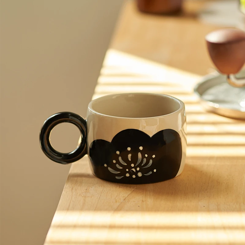 SIYUE 260ml Wholesale Retro Hand Drawn mugs Tea Camping Cup Custom Printed Coffee Ceramic Mug Tea Coffee Mugs 2567