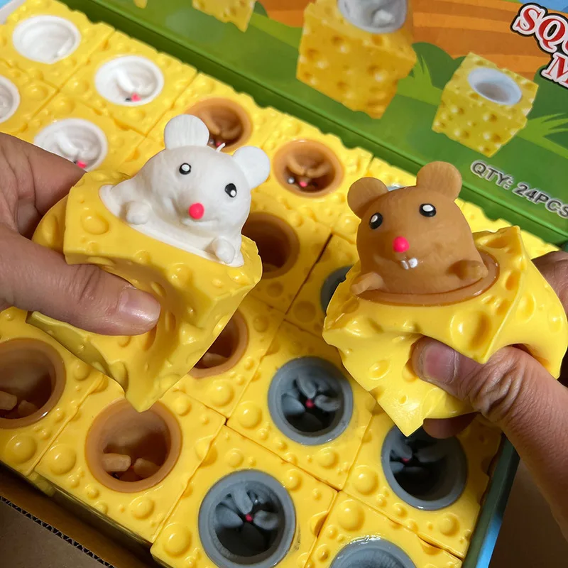 2024 Good sell  decompress cheese mousecup pinch squeeze vent silicone fidget foys for children