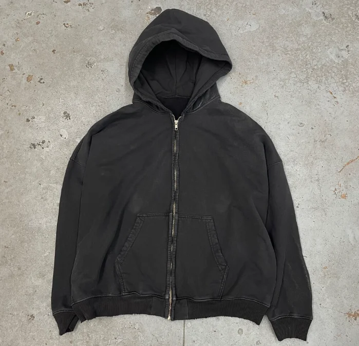 Custom Heavy Weight Fleece Oversize Y2k Stone Acid Wash Sun Faded Zip Up Cotton Hoodie Blank Manufacturer