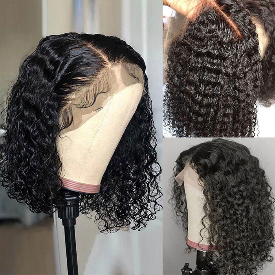 Cheap Short Bob Wig Human Hair Lace Front Brazilian Hair Extension Wig Afro Kinky Curly Full Lace Human Hair Wig For Black Women