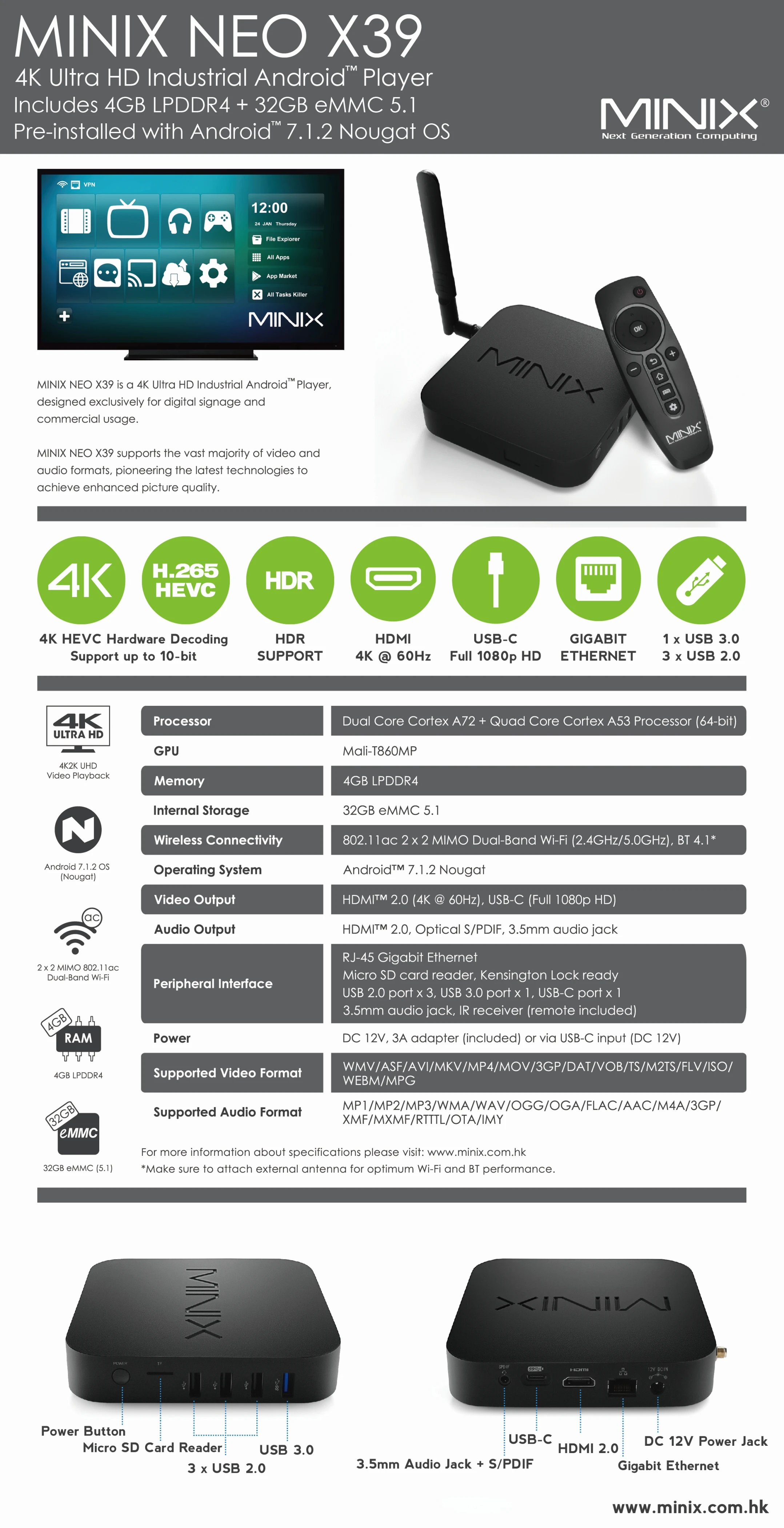 ТВ-приставка MINIX NEO X39 RK3399 4 + 32/5 ГБ WiFi Android 7