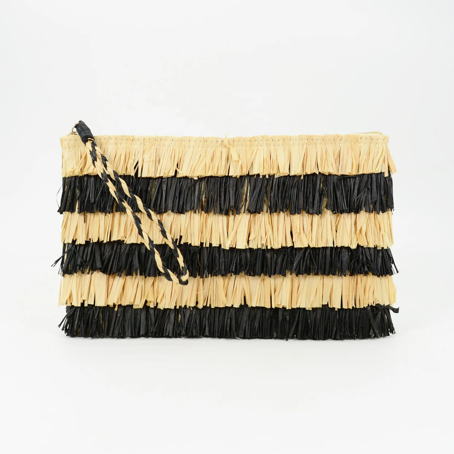 Wicker Raffia Clutch Bohemian Style Raphia Bag, Fringe Clutch Sustainable Fashion Bali Summer Style Natural Wicker Clutch