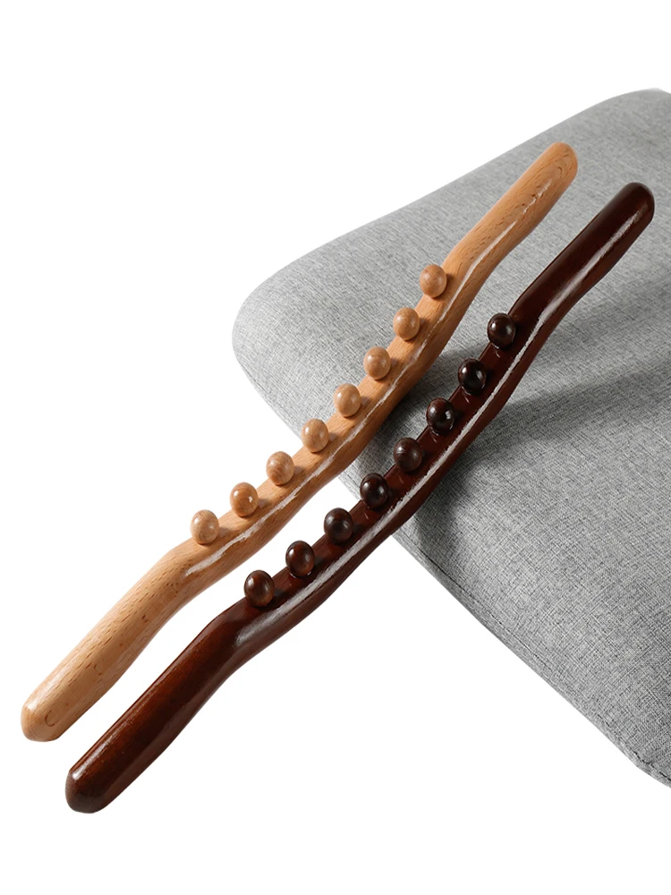 Wholesale Beech GuaSha Stick 10 Beads Wood therapy Massage Wooden massage Stick massage tool wood
