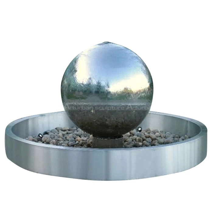 garden park stainless steel large statue stainless steel sphere water feature