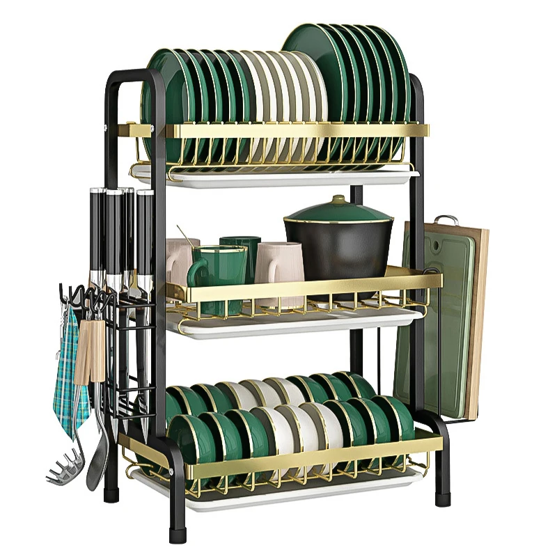 Custom Kitchen Multi-Function Standard Strong Load 3 Tier Plate Holders Drainer Rack Dring Dish Rack