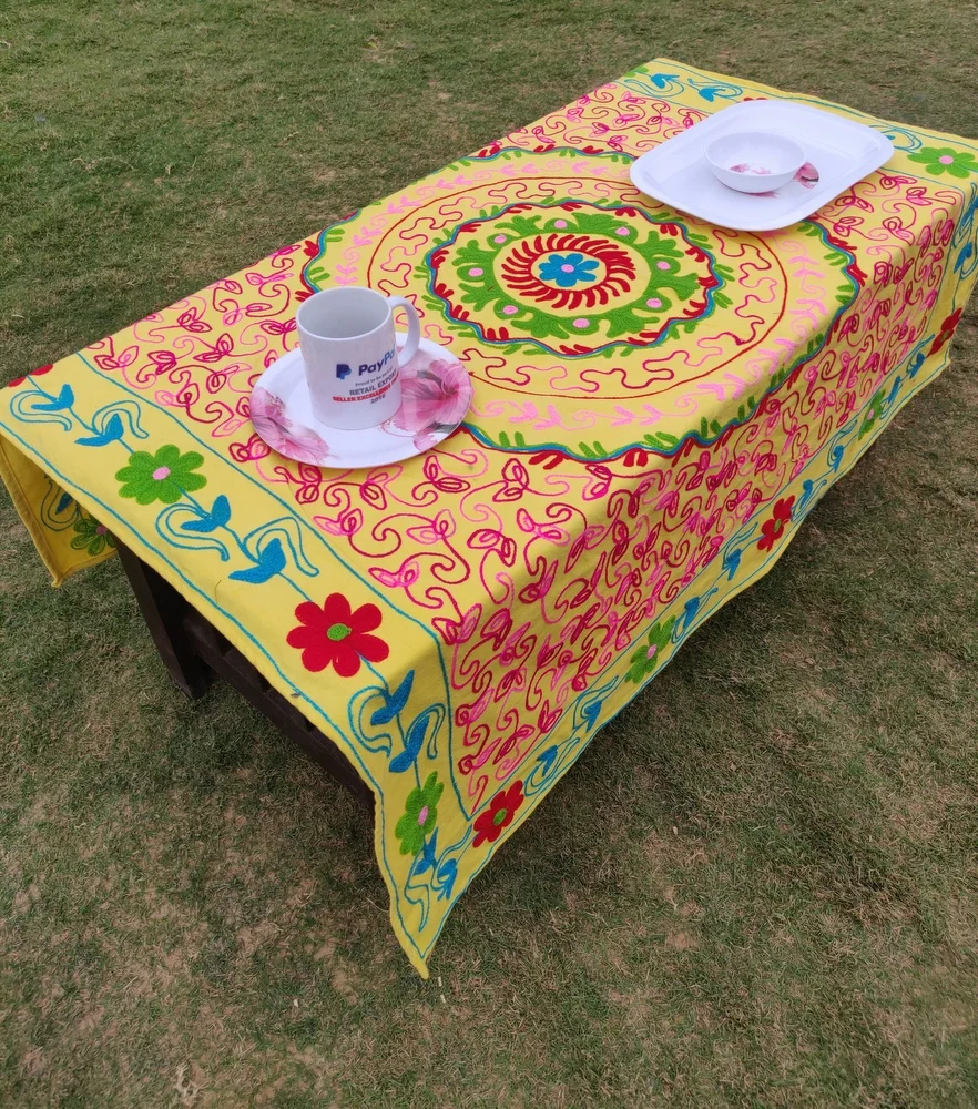 Cotton Embroidered Table Cover Kitchen Table Covers Handmade Beautiful Suzani Table Cover Indian Cotton
