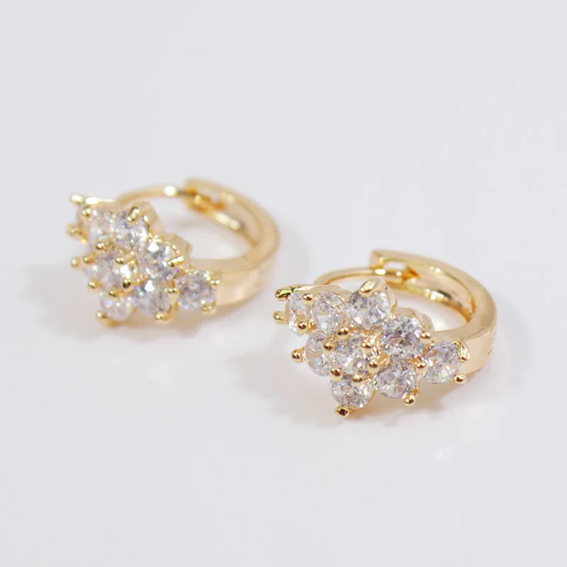 FS Vintage Charm Korea Style Latest Huggie Design For Ladies Gift 14K Gold Plated Earrings