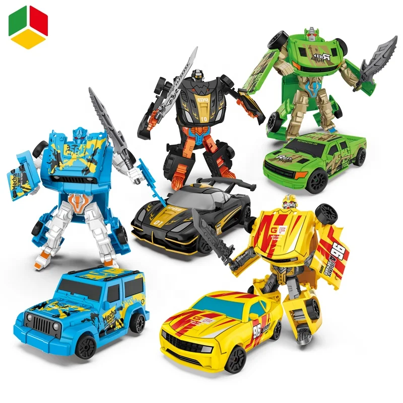 QS OEM ODM Promotion Plastic Toy Educational Robot Assemble Take Part Transformation Car Vehicle Action Figure Deformer Robot