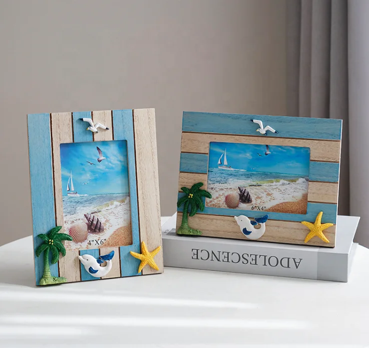 Mediterranean Decorated Photo Frame 6 in Ocean Picture Frame Wooden Frame Creative Gifts Decorative Wood Photo Fram