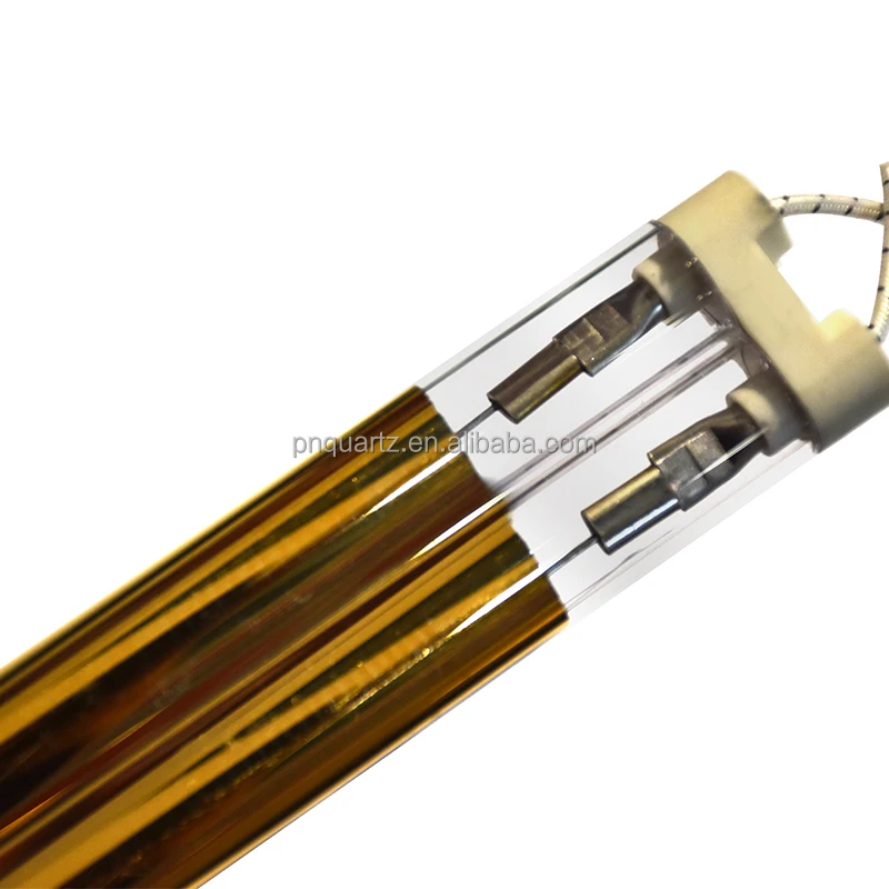 Quartz halogen light bulb IR lamp medium wave twin tube tungsten gold plated quartz heater