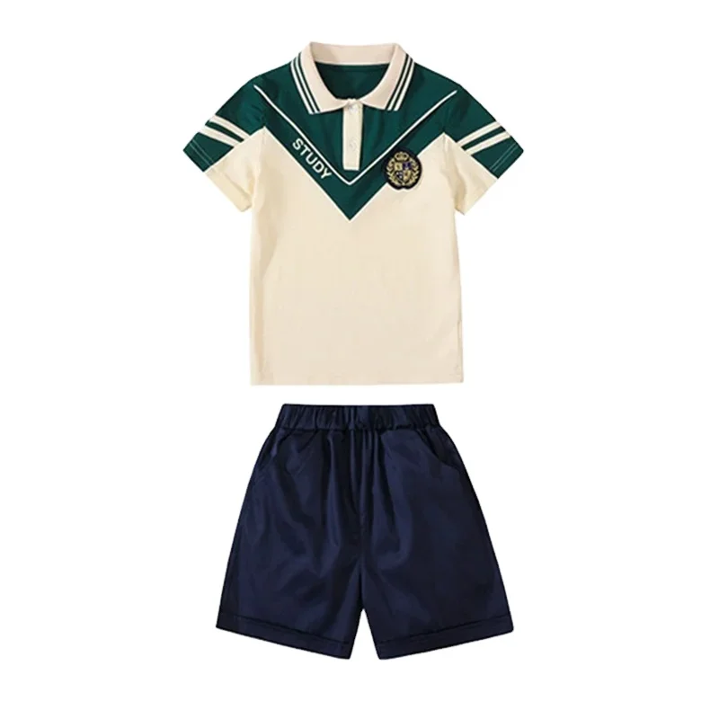 Customized Child School Uniforms Jackets Joggers Girls Polo T-shirt Skirts Boys Sport Coat Shorts Toddler Students Clothes Sets