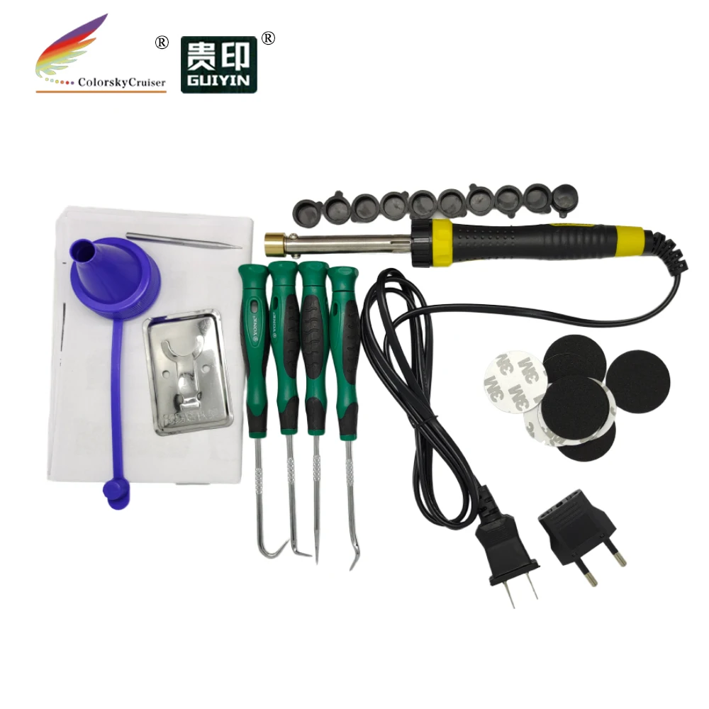 (RTT-13.5BK) toner cartridge hole opener digger refill tool kit for HP for samsung for canon with foam sticker cap 220v 63w