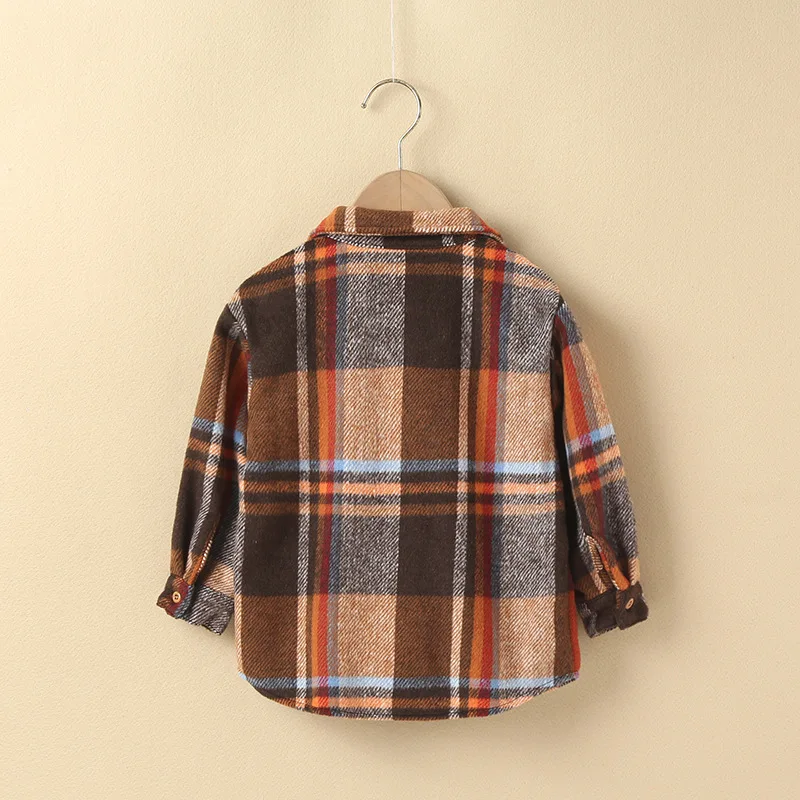 Winter fall kids plaid shirts unisex long sleeve children clothes fleece fashion girls flannel shirts wholesale