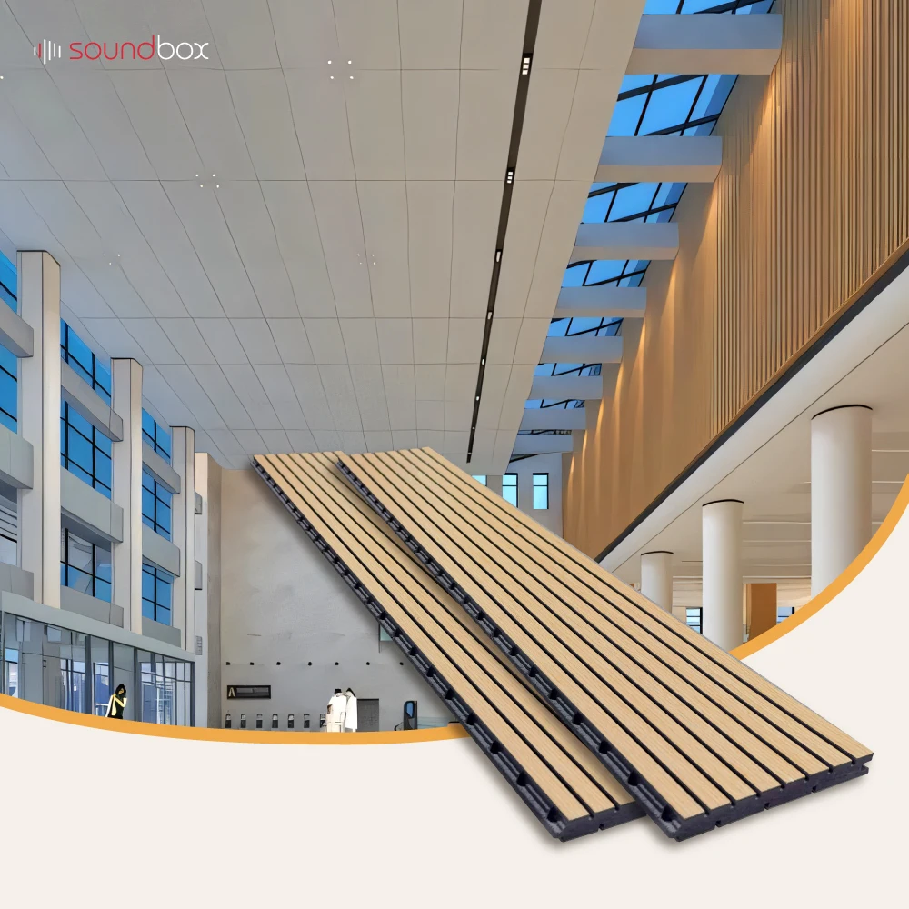 Soundbox akupanel wall panels soundproof 2400mm*600mm panels grooved acoustic for decoration interior