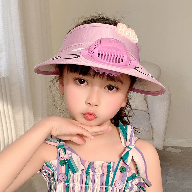 Детская шляпа с козырьком, Детская летняя Солнцезащитная шляпа с вентилятором, перезаряжаемая, для мальчиков и девочек, защита от солнца, крутая уличная шляпа