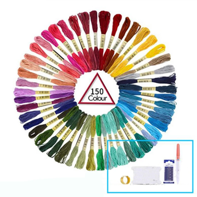 
DIY Cross Stitch Premium Rainbow Color Embroidery Thread with Cotton for Cross Stitch Threads Bracelet Yarn Craft Thread 