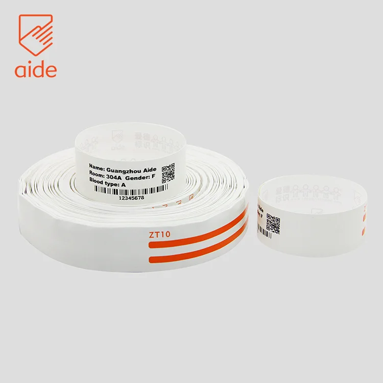 Custom Print Paper Wristband Roll Hospital Id Bands Waterproof Thermal Printable Wristbands With Barcode