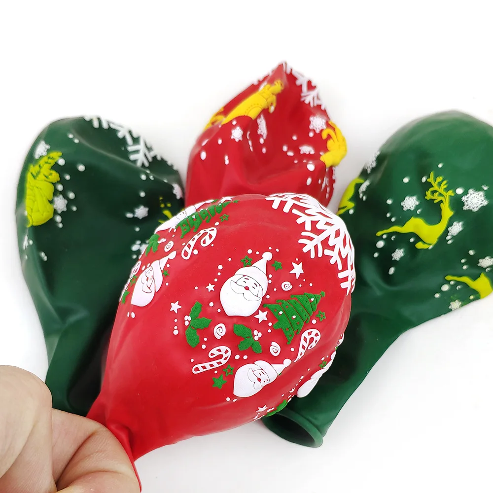 Colorful  Red and Green merry christmas  Latex Balloons Santa Claus Printed Balloons for Christmas Party Decoration