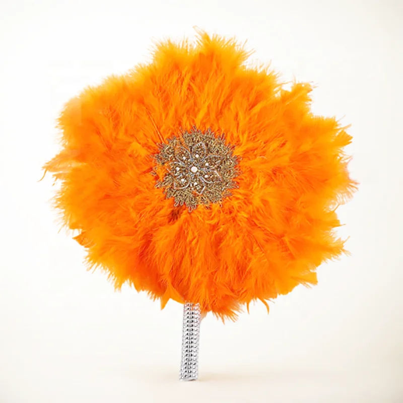 13 Colors Available Large Africa Bridal Feather Hand Fan Wedding Feather Fans for Traditional Wedding Party Decoration
