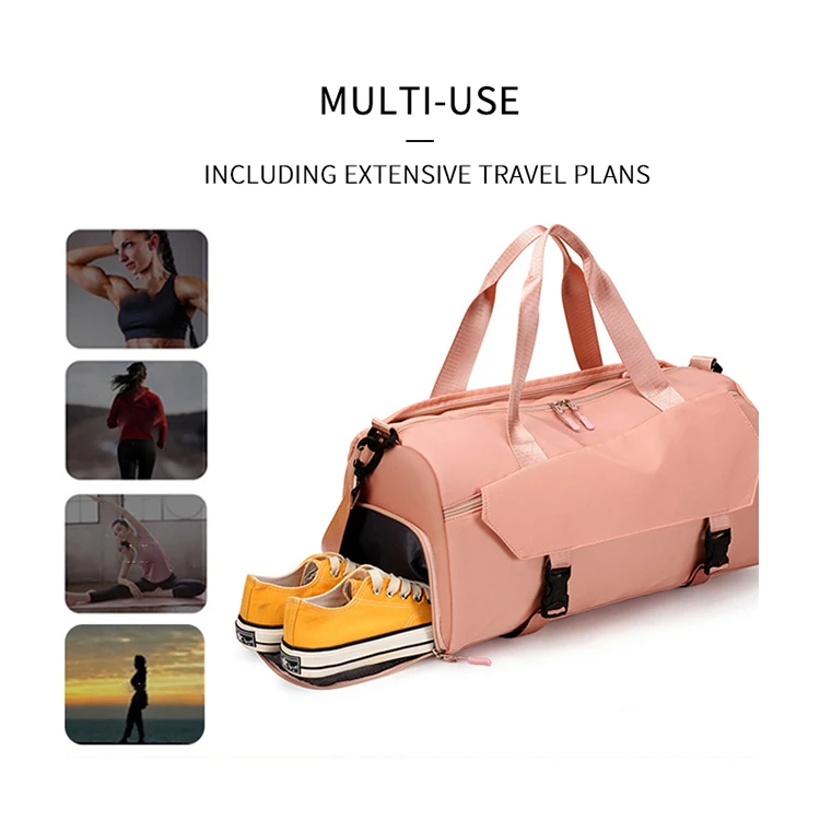 Custom Logo Portable Overnight Duffel Bag Unisex Sport Fitness Travel Small Gym Bags With Shoe Compartment