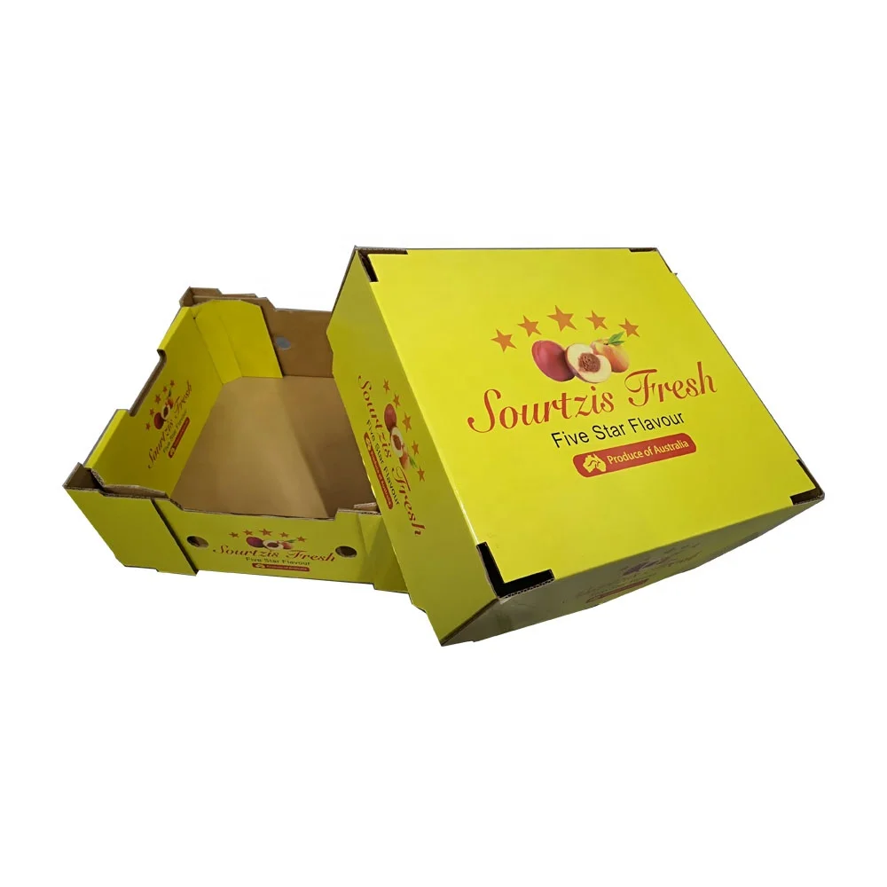 Custom logo Print Colorful Size Single-sided Corrugated Recycled Packaging Fresh Banana Top and Bottom Paper Box