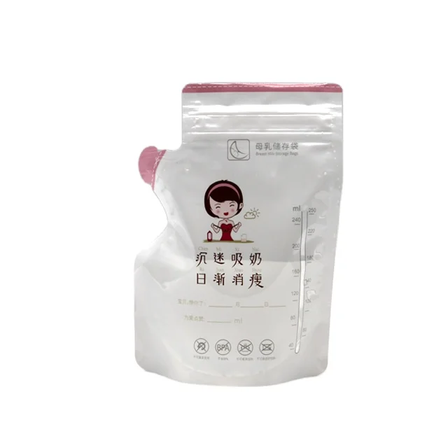 custom printed plastic laminating pouch stand up breast milk storage zipper bags