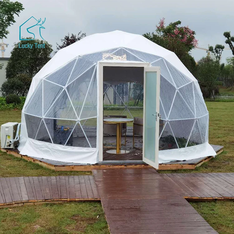 Good Quality White Yurt 75Kg/Sqm Snow Load Geodesic Party Dome Tents for Events with Round PVC Door