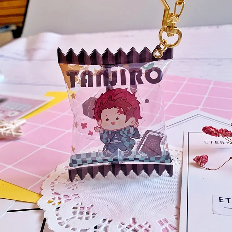 custom acrylic candy keychain printing plastic transparent acrylic candy pendant inflatable charms as gift