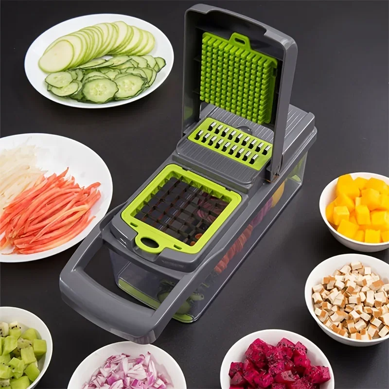 Multifunctional 14/16 in 1 Vegetable Chopper Onion Chopper Handle Food Grate Food Chopper Kitchen Vegetable Slicer Dicer Cut
