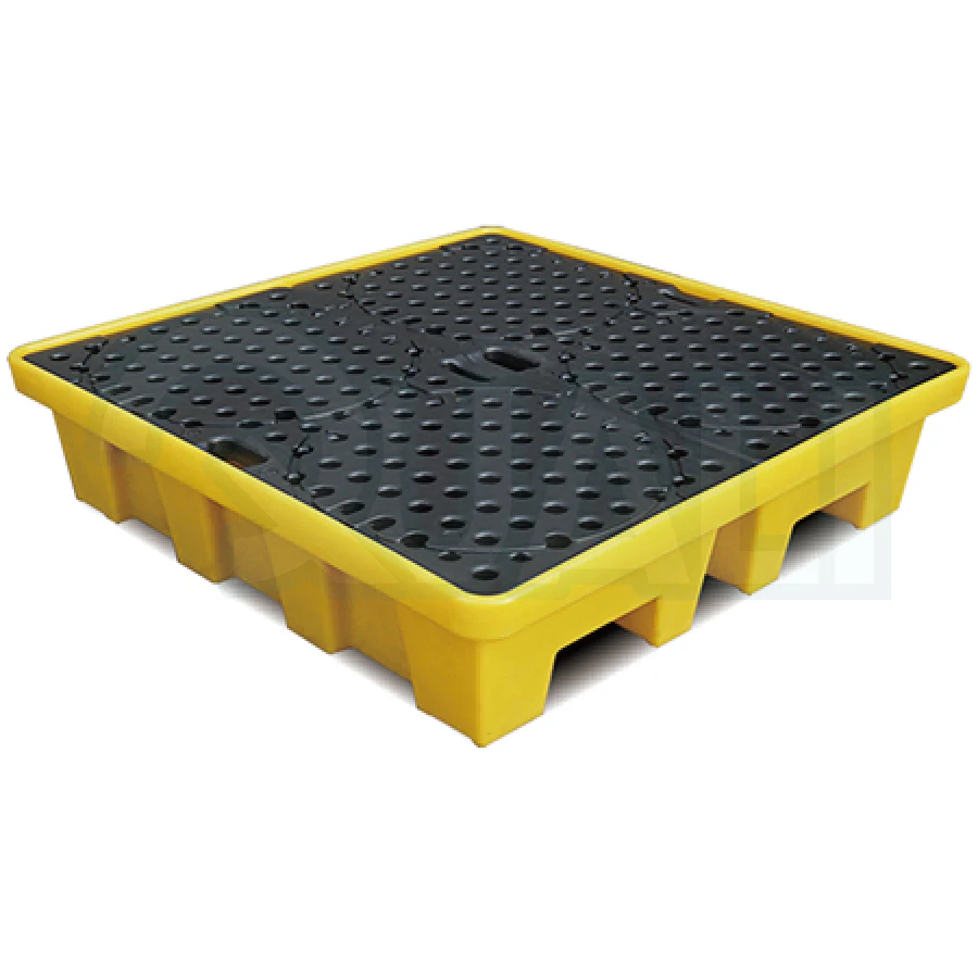 1240*1240 Plastic Spill Pallet Warehouse System Leak proof Tray Yellow And Black Spill Pallet Containment