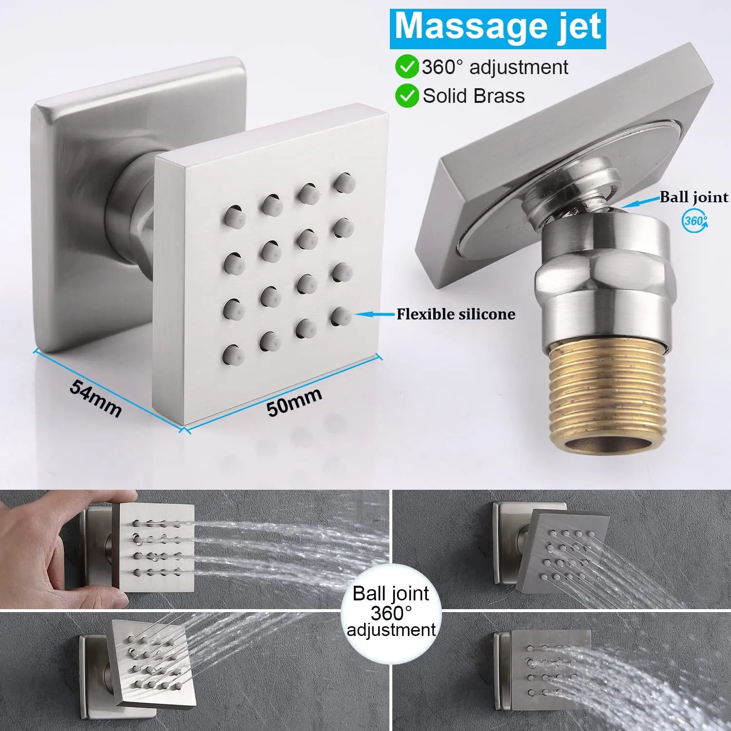 Brushed Nickel  Mist and Rain Waterfall couple LED romantic showers music Showet system Set
