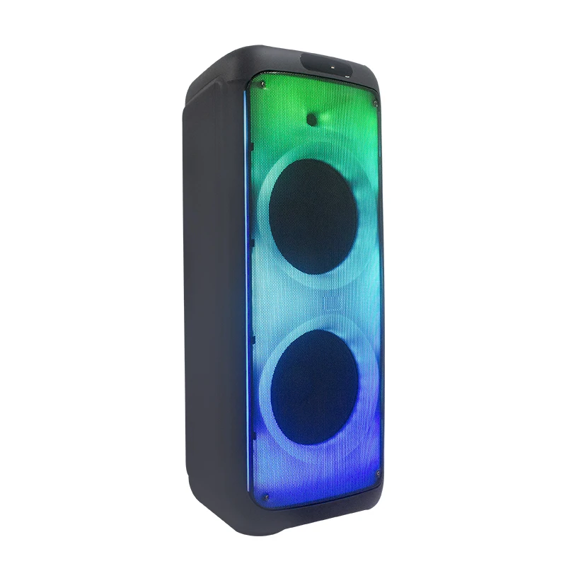 Dual 12 Inch BT Party Box Speaker With Flashing Flame Light For Karaoke