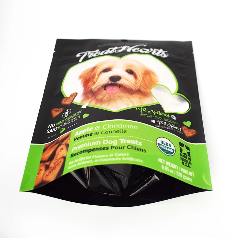 Gravure Printing Plastic Pet Dog Treats With Zipper Food Packaging Bag Sepcial Shaped Cat Food Pouch