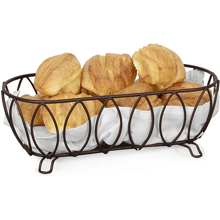 
Leaf Bread Basket Classic Kitchen Design for Breads Roll Muffin Pastries Baked Good Storage metal bread basket 