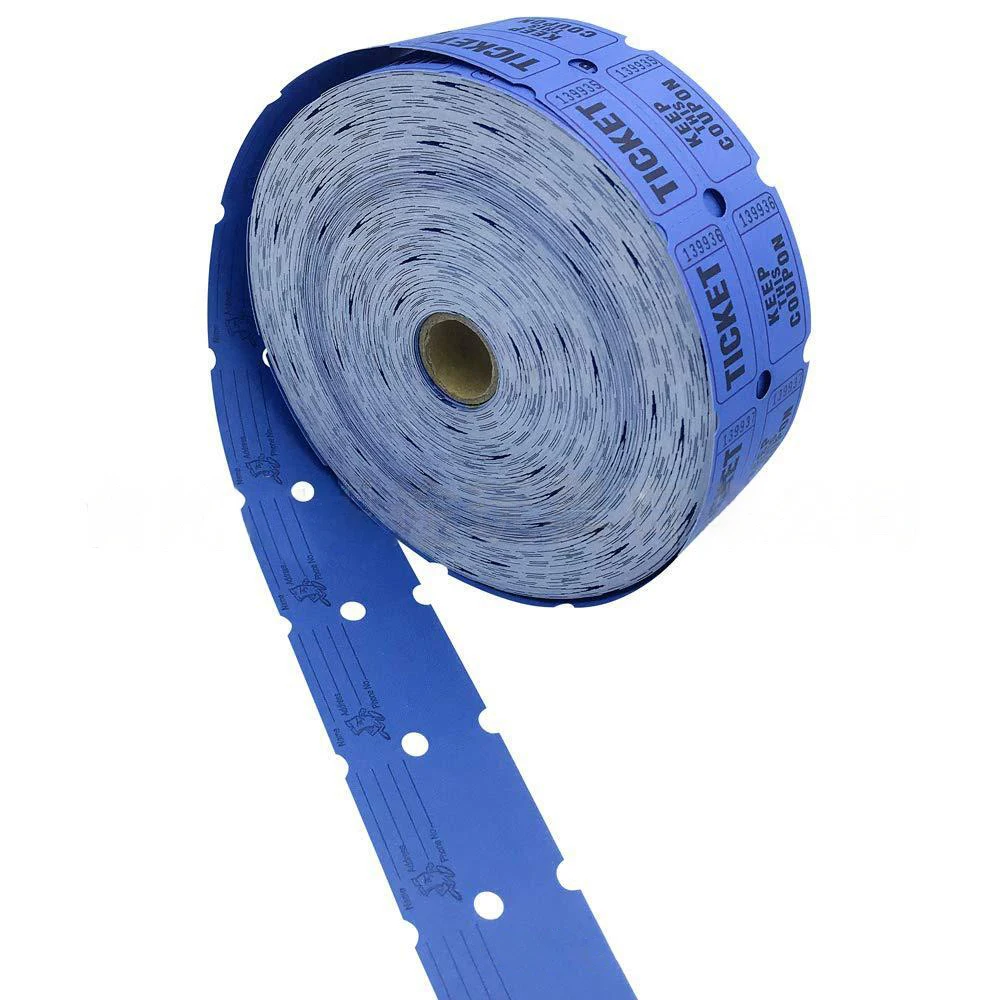 Unique design hot sale 1000 tickets per roll green yellow red blue raffle ticket roll