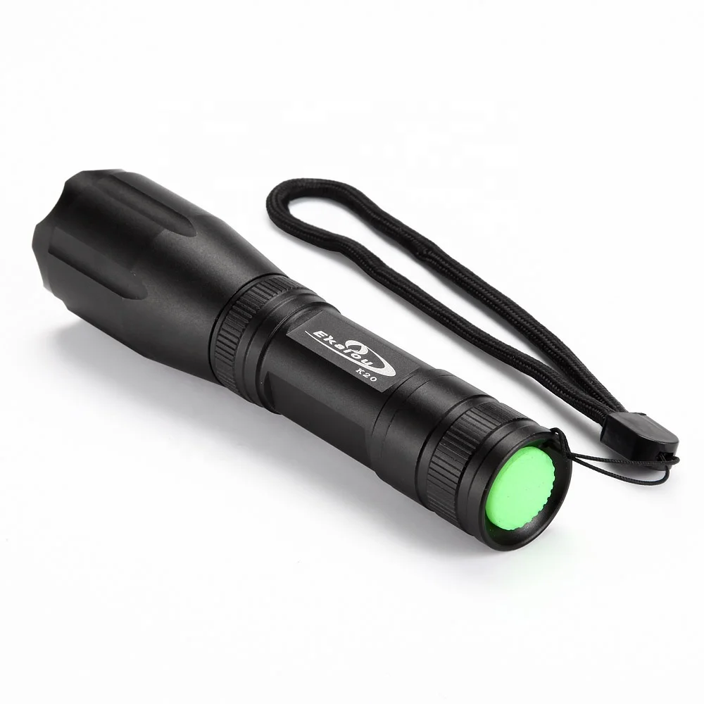 Black K20 LED Flashlights Zoomable Tactical XML T6 Torches for Camping 3800 Lumen Aluminum Alloy Material light
