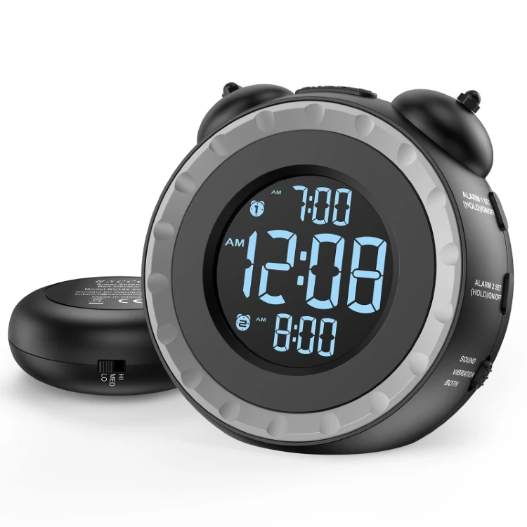 Vibrating for Heavy Sleepers or Hearing Impaired  USB Charging Port Battery Backup Alarm Clock with Bed Shaker