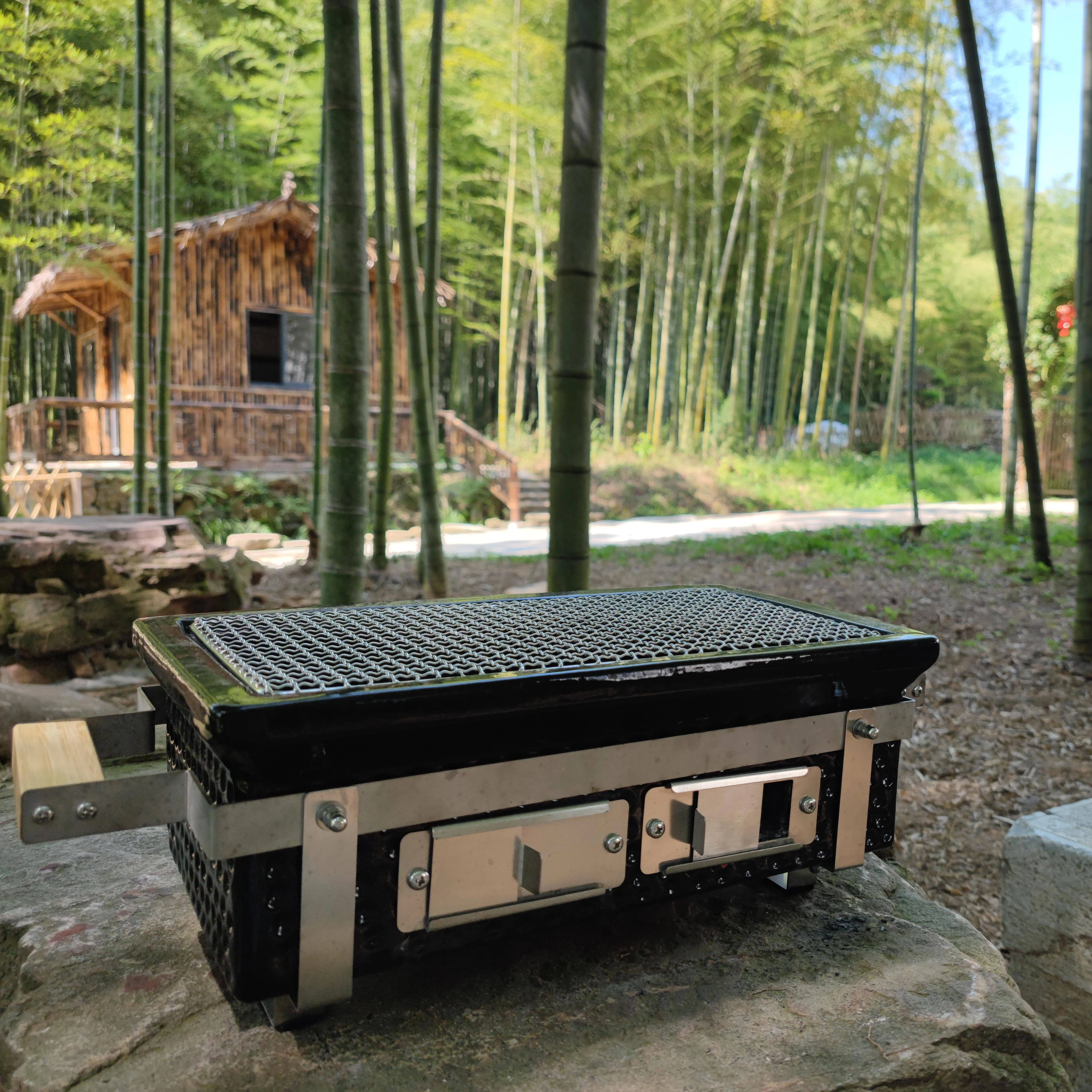 MCD factory direct supply Japanese Mini Small Tabletop BBQ Grill with Wooden Base Amazon Hot sales