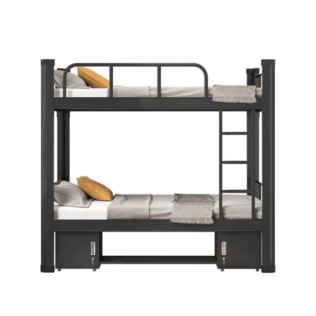 Hostel & School Double Deck Steel Frame Bunk Beds for Kids Triple Metal Bed for Dormitory & Bedroom Project for Home Use