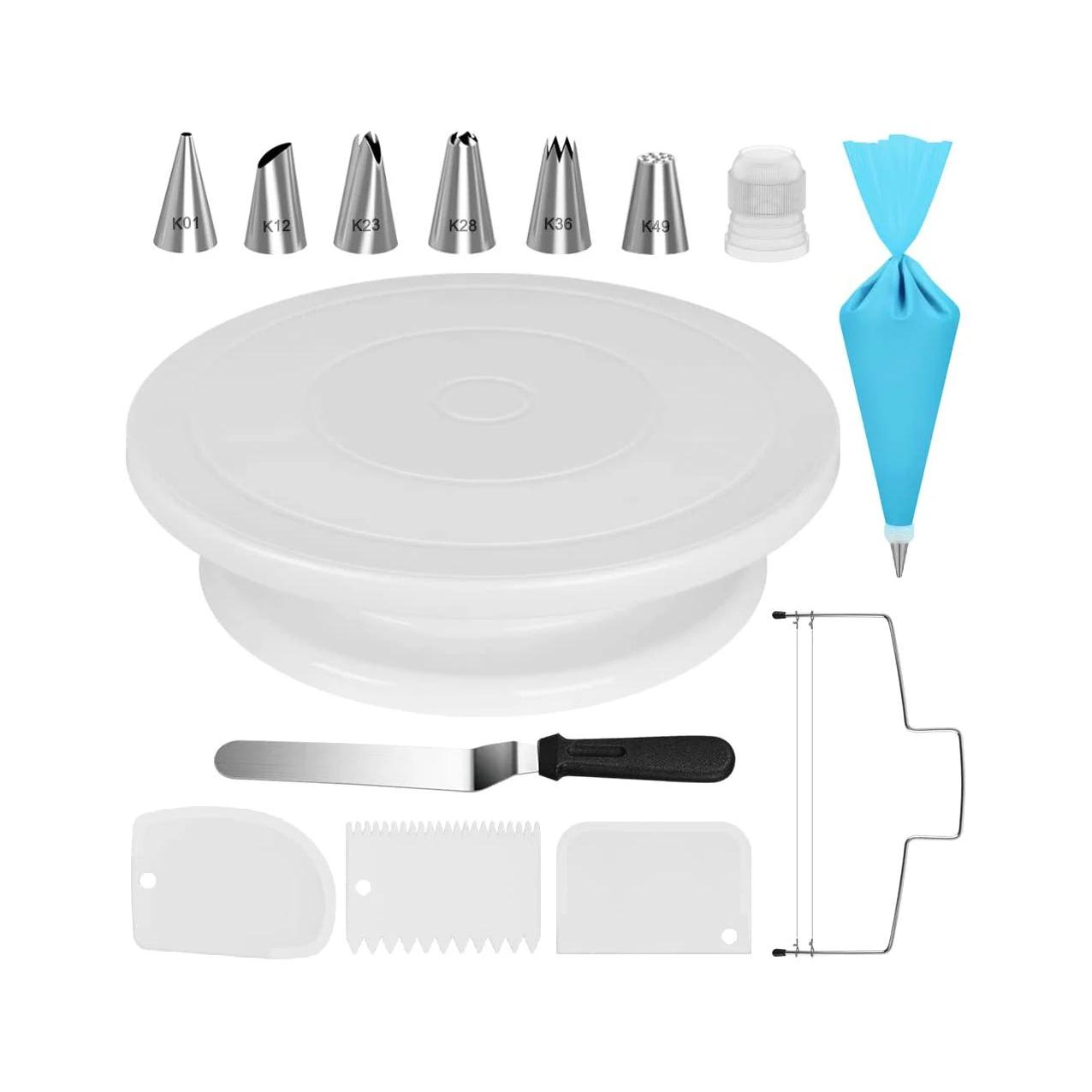 Amazon Hot Selling 14 PCS cake decorating tools Cake Decorating Kit Supplies Baking Tools with Cake Turntable