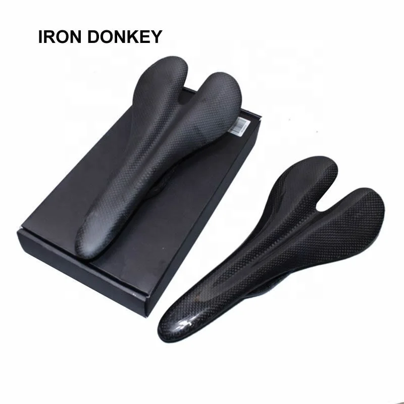 IRONDONKEY All-Weather Leather Bike Seat Soft Non-Standard Mountain Road Bicycle Saddle Hollow Design Carbon Fiber Cushion