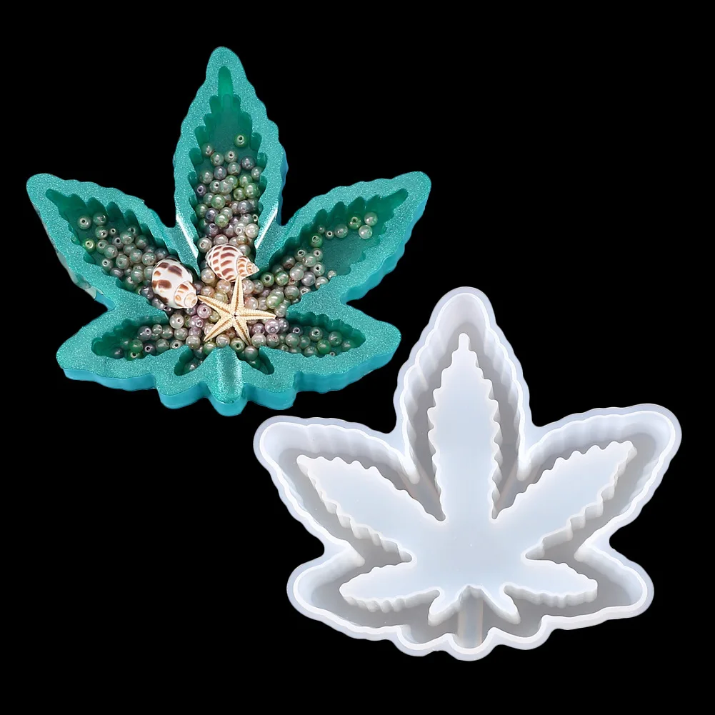 
Amazon Hot Home Decoration Jewelry Storage Leaf Shaped Ashtray Silicone Mold Crystal Hand Made Ashtray Resin Craft Silicone 