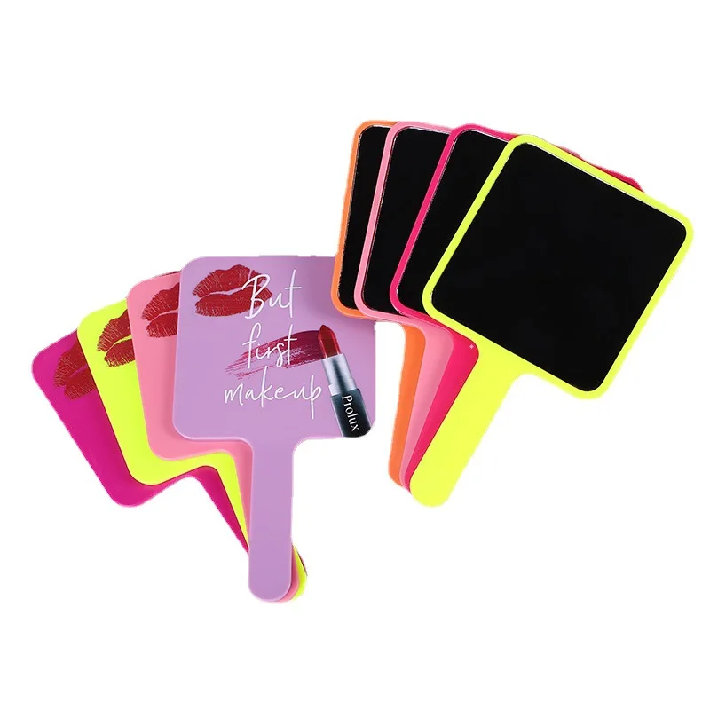 Private Label ABS Plastic Small Compact Handheld Square Makeup Mirror No LOGO Custom Portable Hand Held Makeup Mirrors for Girls