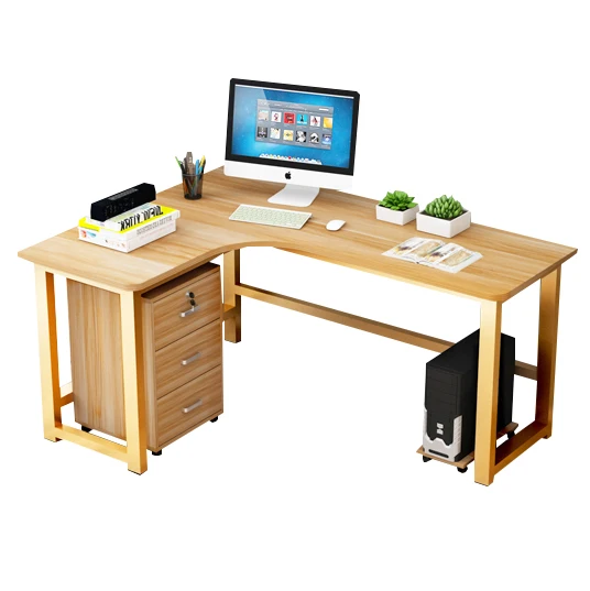 Custom gold furniture L-shaped corner desk metal frame L-shaped computer desk
