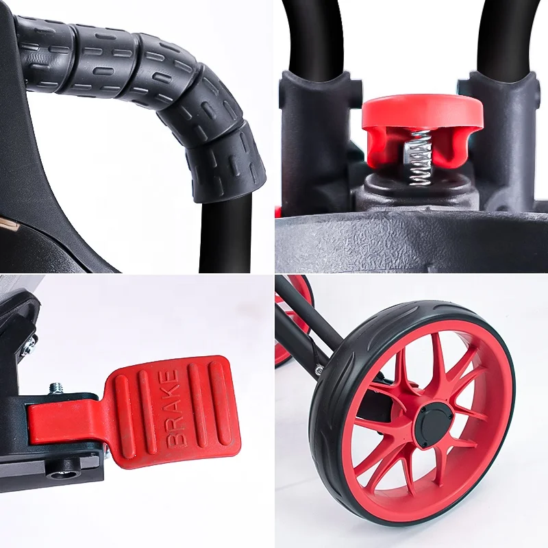HOW TRUE High Quality Foldable Aluminum Push Golf Cart 4 Wheel Golf Trolley With Foot Brake Umbrella Holder Drink Cup Holder