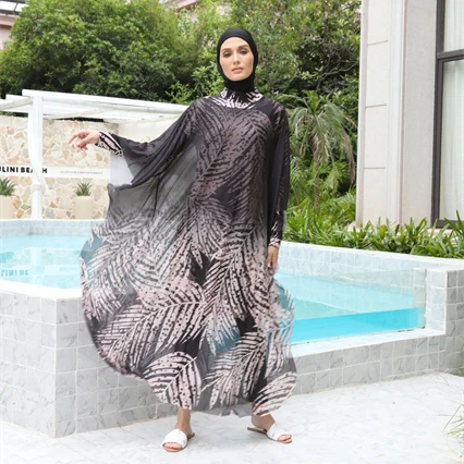 New products muslim swimwear 4 pcs long sleeve print burkini full covered islamic burkinis women muslim hijab borkini
