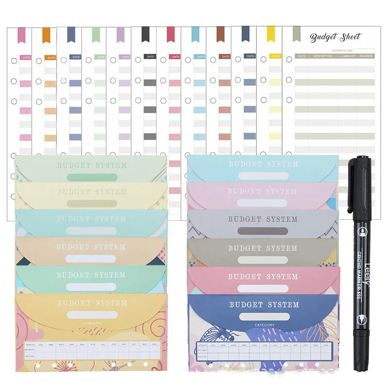 wholesale custom colored paper a6 budget tracker label sheets expense budget sheets stickers for budgeting