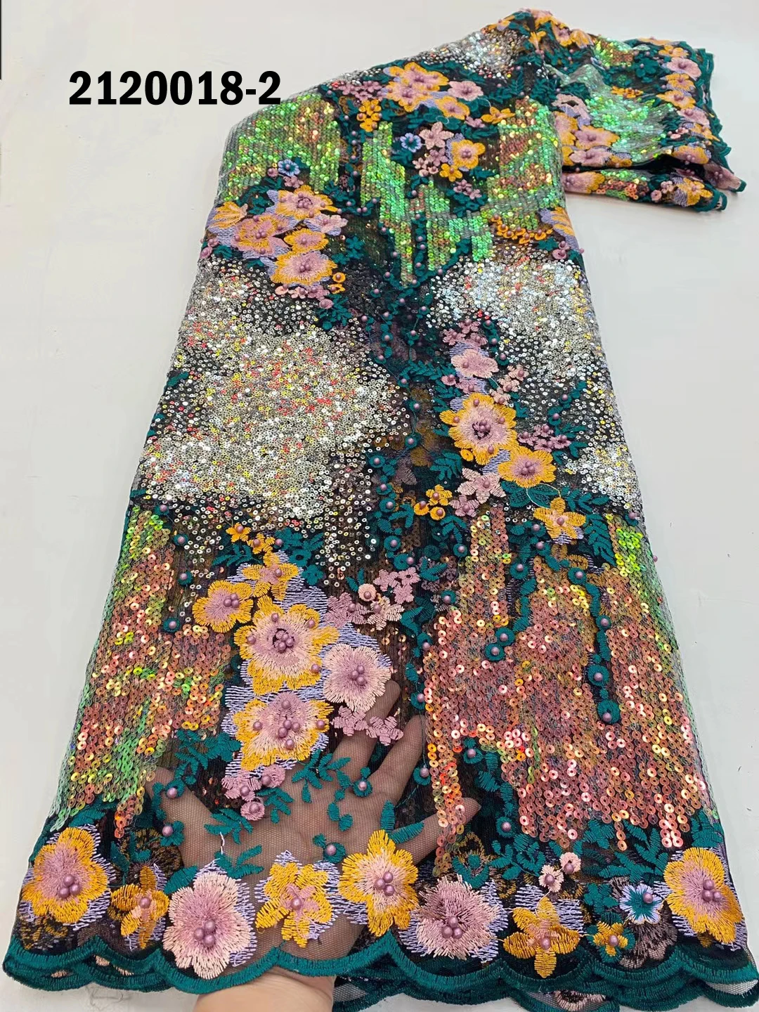 2022 best quality mix color embroidery dress beads and sequins tulle laces heavy flowers beaded lace fabric