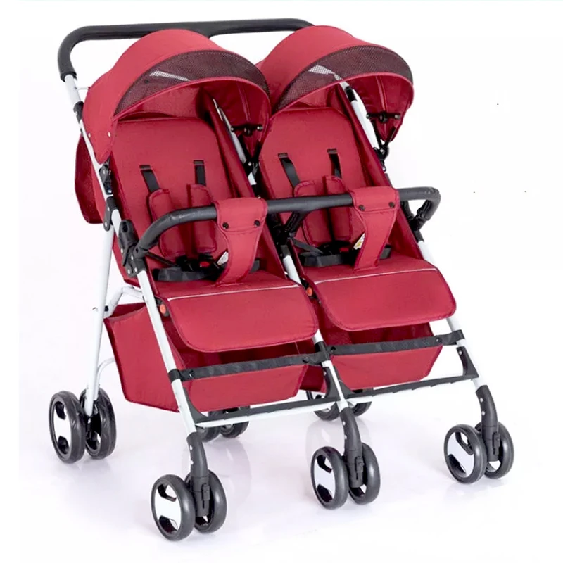 Double Twin Stroller Suitable from Birth, Lightweight, Compact Fold Pushchair side by side twin stroller
